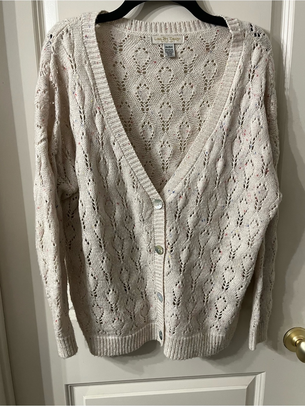 Love by Design Open Knit Cardigan in White/cream Size Medium